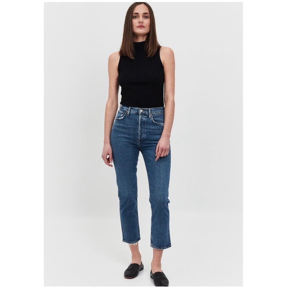 AGOLDE Riley Crop High Rise Straight Leg Jeans Blue Wash A056B-1370 Size 26